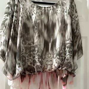 ONE WORLD Gray Dolman Sleeve Blouse